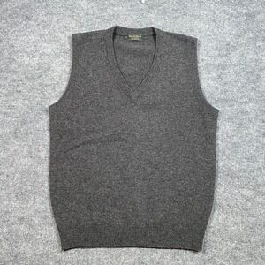 Greenwich Mens Charcoal Grey 100% Lambswool V-Neck Sweater Vest Size LT Tall